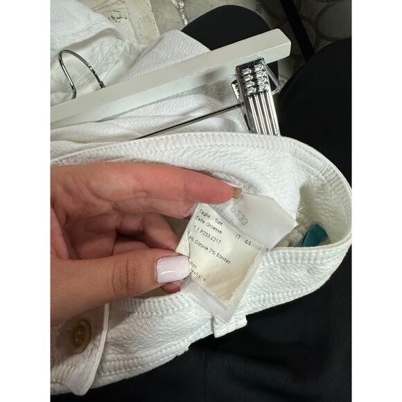 Piazza Sempione Long Sleeve Crop Jacket & Flare Pants Set White Women's 44 / M - Picture 8 of 9